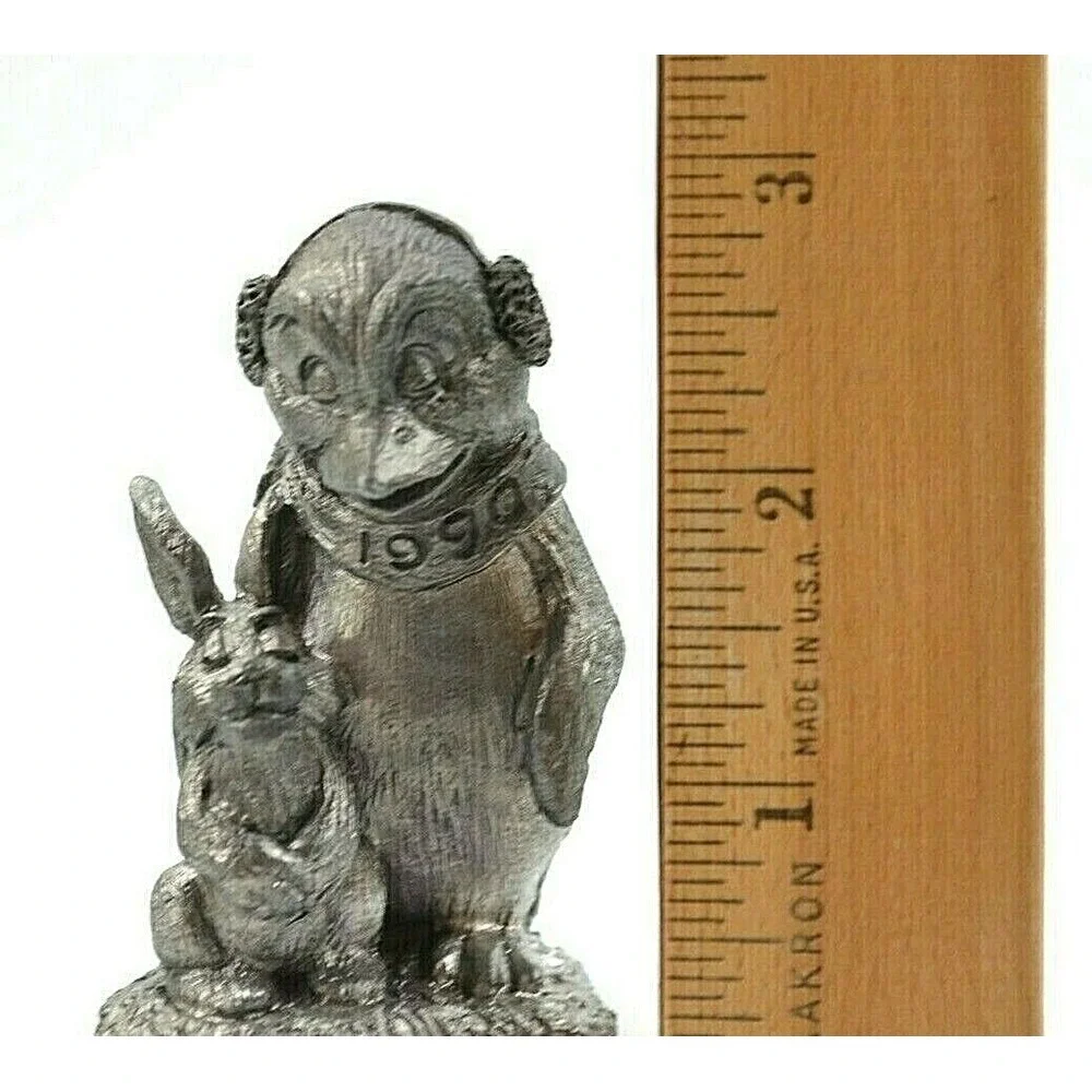 Michael Ricker Pewter Penguin Rabbit Anthropomorphic Figure 1990 Signed‎ #404